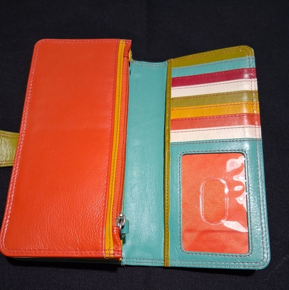 Vibrant Orange and Green Bifold Wallet with Modern Design - Picture 2 of 7